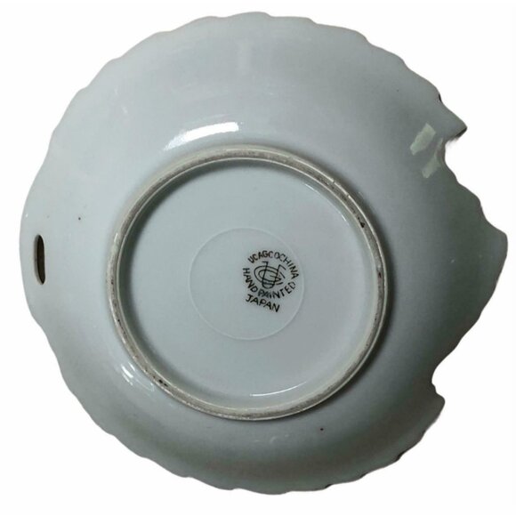 Ucagco China Trinket Nut Dish Hand Painted Fruit Leaf Shape Gold Trim Vintage - Picture 4 of 5